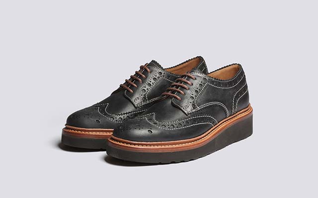 Grenson Ava Womens Brogues in Black Leather GRS212703